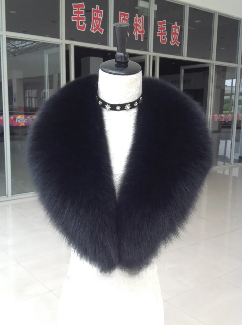 Natural Black Real Fox Fur collar Luxury Winter Womens Fox Fur Scarf Fashion Warm Collar Soft Shawl For Female Fur Scarves