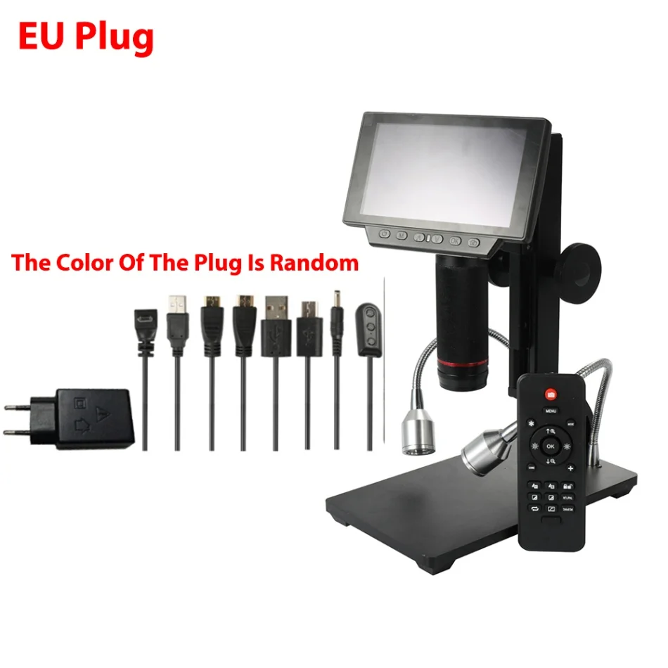 Цифровой микроскоп для ремонта пайки usb-камера с микрофоном 560X Высокая дистанция объекта 1080P Full HD электронный микроскоп - Цвет: EU Plug