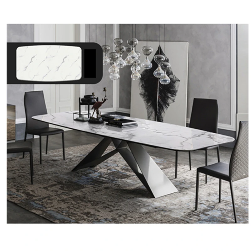 Furniture Dinning Table Set Tempered Glass Dining Table With 6pcs