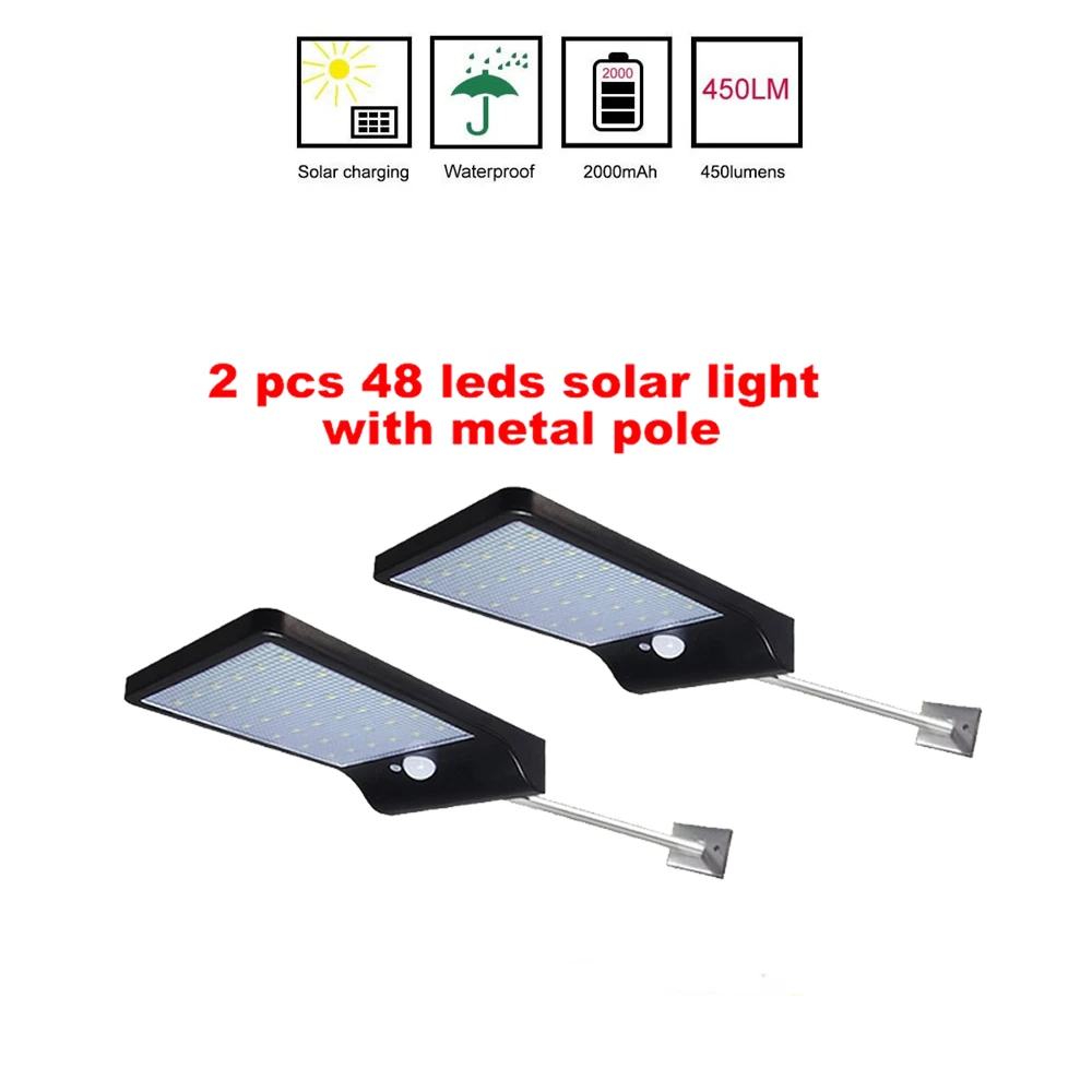 

2/4pcs Wireless Motion Sensor Solar light 48 LED Garden Path Wall Outdoor Street light 4 Modes Solar lamp Waterproof security ga