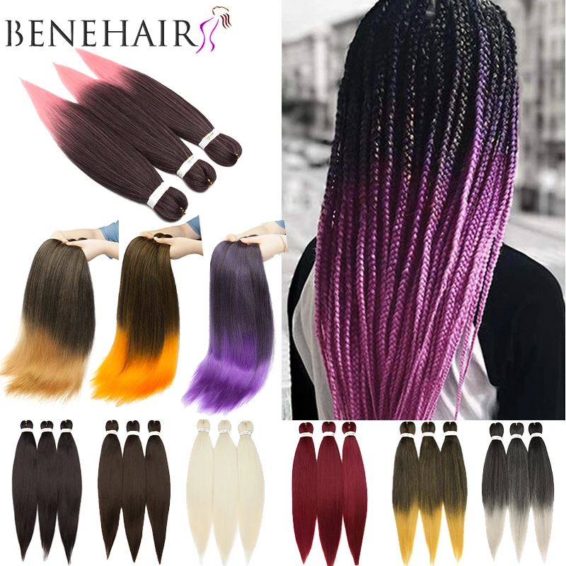 

BENEHAIR Pre-Stretched Crochet Braiding Hair Easy Jumbo Braid Ombre Synthetic Hair Extension For Black Women African