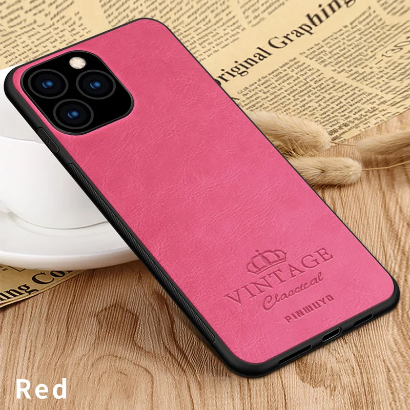 Rose Red Для iPhone 11 Pro Max 6,5 ''PINWUYO чехол для iPhone 11 6,1'' ретро кожаный мягкий край Жесткий Чехол для iPhone 11 Pro 5,8'' - Цвет: Rose Red