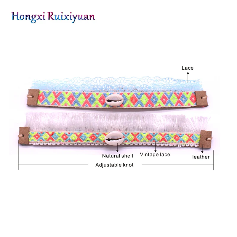 Женский кожаный браслет с кружевной вышивкой регулируемый в стиле