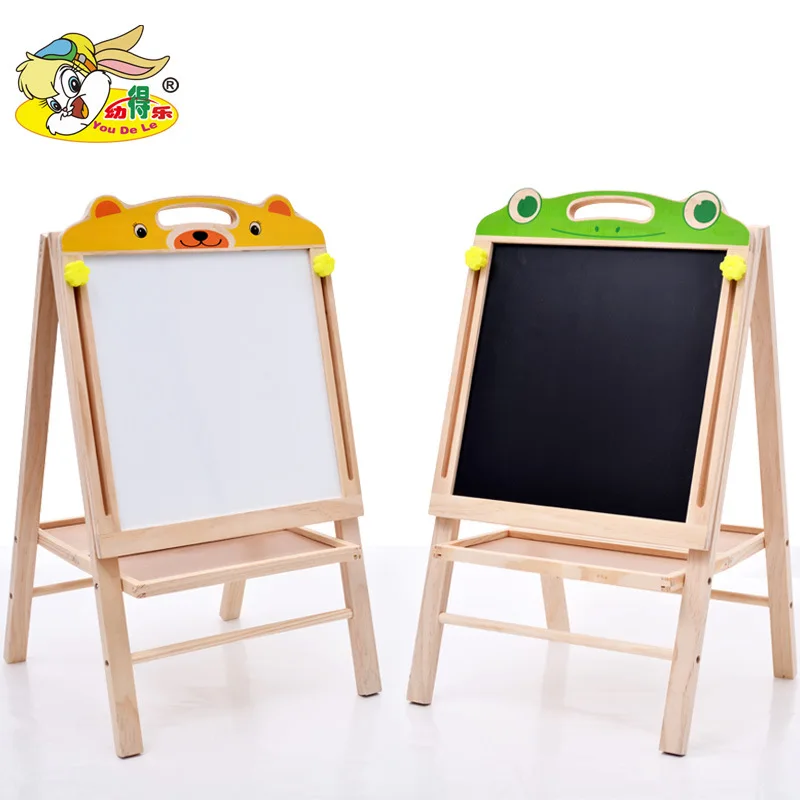 

CHILDREN'S Drawing Board Double-Sided Magnetic Multi-functional Wooden Blackboard Solid Wood Large Size Adjustable Braced Baby W
