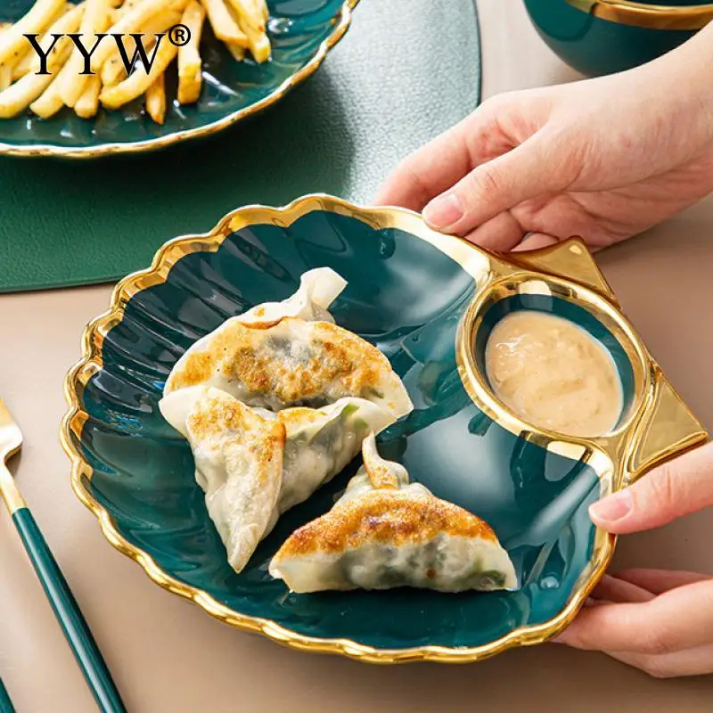 Ceramic Dish Accessories Sushi Plate Set For Home Dumpling Plate Shell Shaped Japanese Tableware Sushi Dish Kitchen Accessories