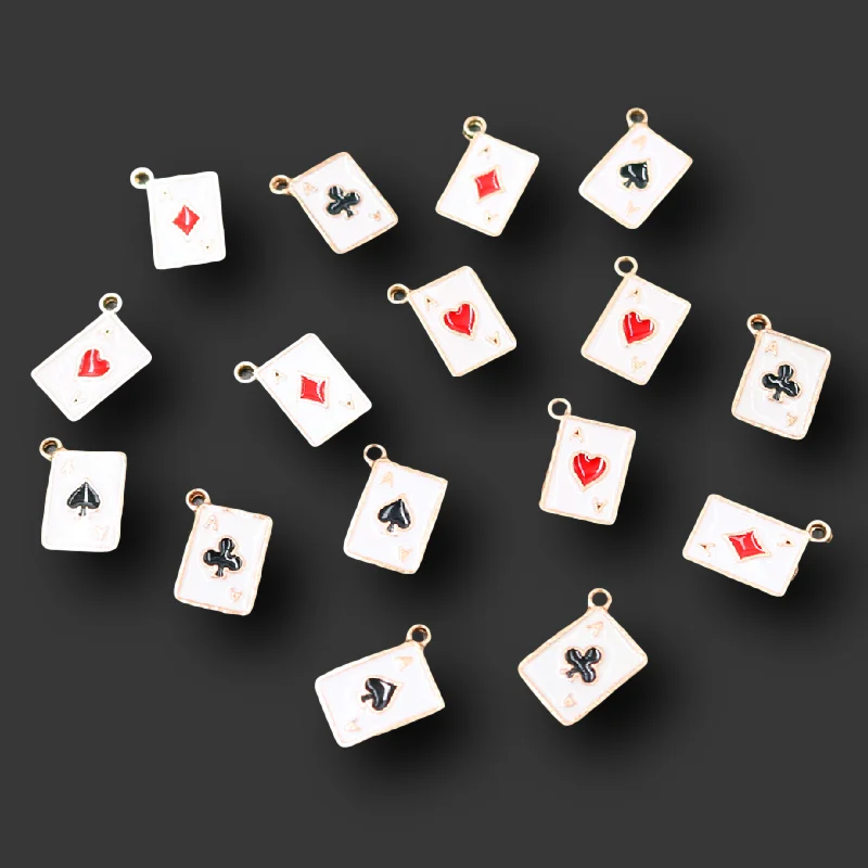20pcs Mini Enamel Four Colors Playing Card*A *Pendant Pop Earrings Bracelet Accessories DIY Charms Jewelry Crafts Making 14*11mm