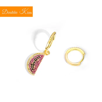 

Watermelon Asymmetric Stud Earrings Titanium Stainless Steel Inlaid Zircon Earrings Gold Color Fashion Trendy Women Jewelry Gift