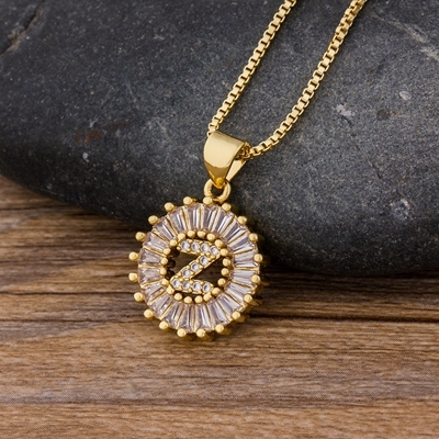 Sale Women Girls Initial Letter Necklace 26 Letters Charm Gold Name Necklace Pendant Top Quality Copper Zircon Jewelry Gift