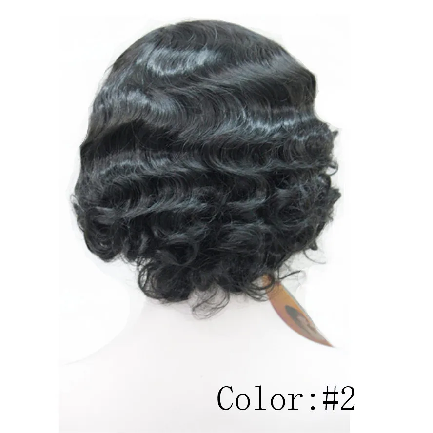 Aimolee 1920's Flapper волосы Стиль s парик для женщин палец волна ретро стиль короткий синтетический парик косплей - Цвет: 2