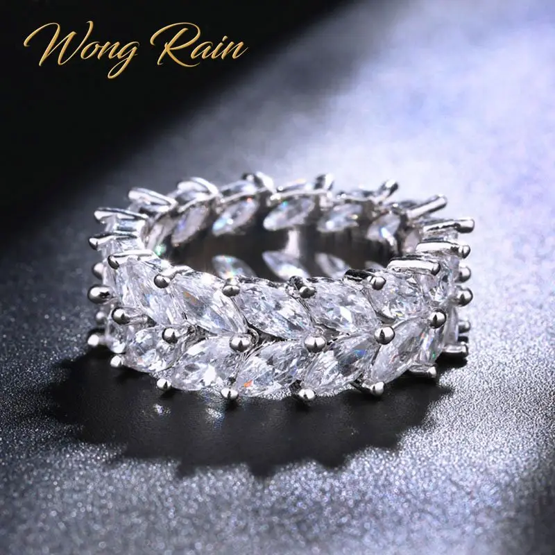 Женское кольцо Wong Rain обручальное из 100% стерлингового серебра 925 пробы с