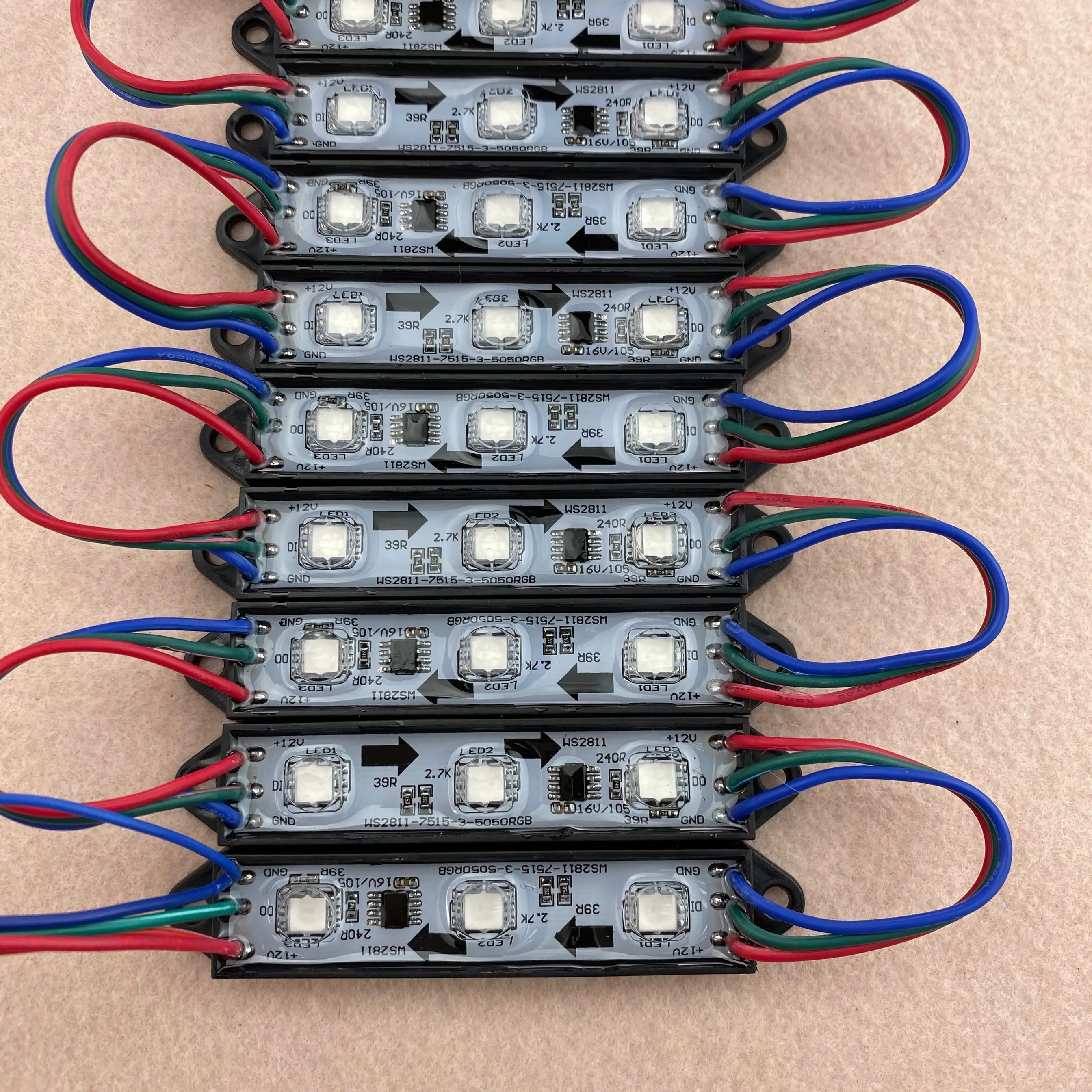 20 шт./шнур 12В WS2811 СВЕТОДИОДНЫЙ полноцветный пиксельный модуль IP68 0 72 Вт Черный