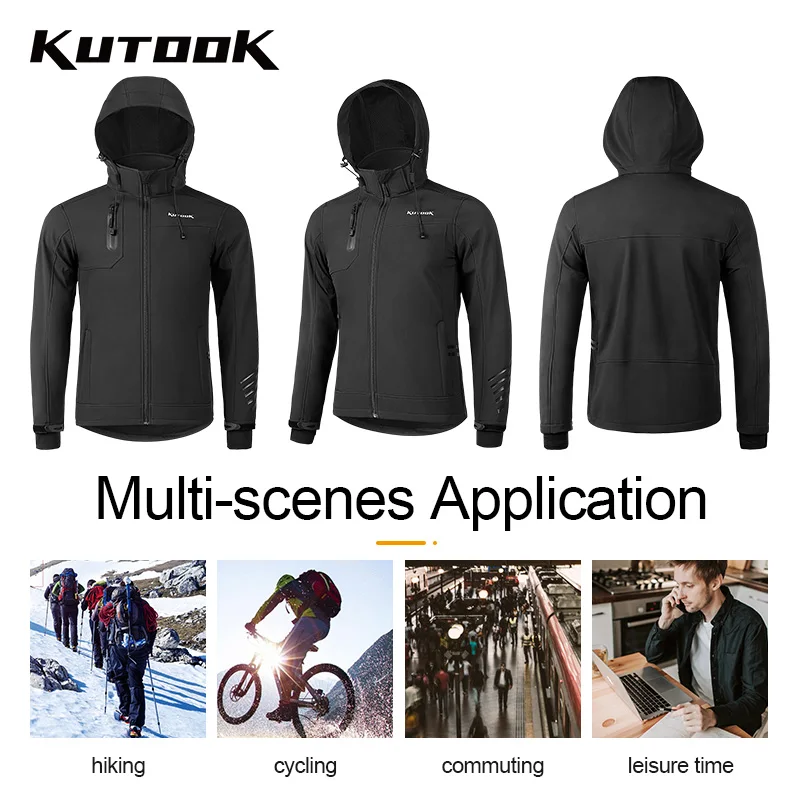 KUTOOK Outdoor Sport Men Soft Shell Jacket Waterproof Coat Winter Autumn Bicycle Clothing Thermal Hiking Hunting Jacket HC001