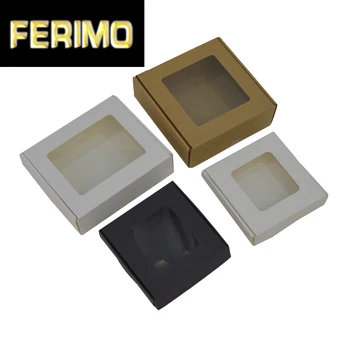 

10pcs Gift Box Packaging 17 size Gift box with clear window Custom Packaging Box White Black Kraft Custom Box Paper Dropshipping
