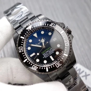 

Luxury Brand New Men Watch Stainless Steel Automatic Mechanical Full Black Blue Gradient Sapphire Cystal Ceramic Bezel 44mm AAA+