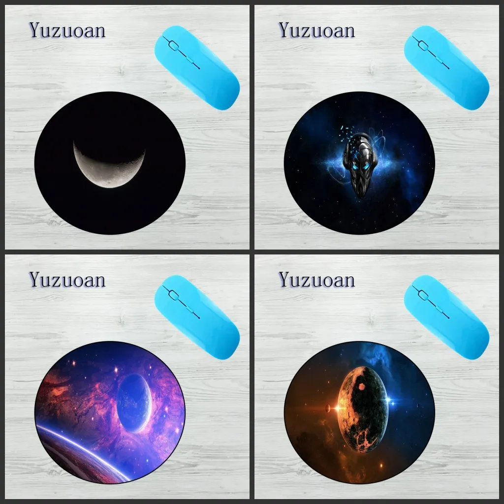 Yuzuoan космический Звездный океан круглый коврик для мыши Galaxy Нескользящая