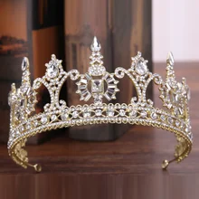 Барокко Золотой невесты короны Свадебная вечеринка диадемы аксессуары для волос