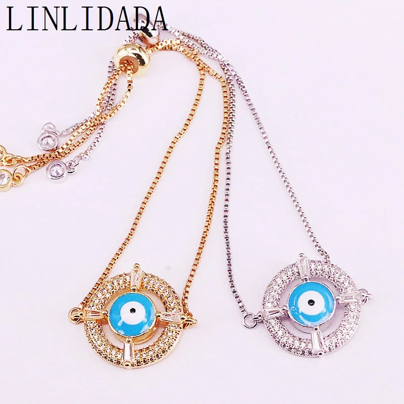 8 шт модный микро-паве украшения cz круглые браслеты Регулируемые скользящие цепи браслет