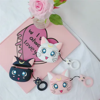 

3D Cartoon Sailor moon cat Earphone Case For Airpods Pro Case Wireless Bluetooth Headphone Headset Cover With Hook