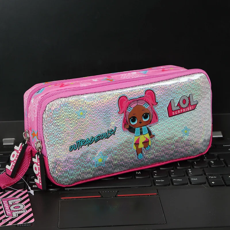 LOL SURPRISE estuche de lápices para estuche Original de dibujos animados, de gran capacidad, doble capa, lápiz escolar preescolar|Figuras de acción| - AliExpress