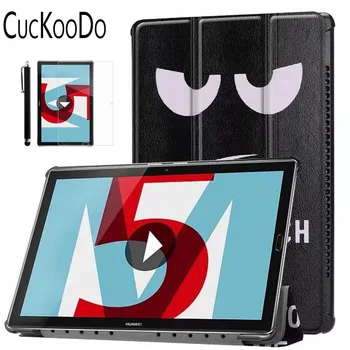 

Ultra Lightweight Coloured Drawing Slim Folding Stand Smart Cover Case For Huawei MediaPad M5 10.8 inch +Stylus +Screen Film