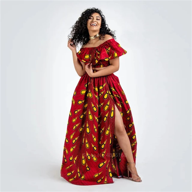 2020 News Ankara Style African Clothes Dashiki Print Top Skirts Fashion Feather Party African Dresses for Women Robe Africaine - Image 3