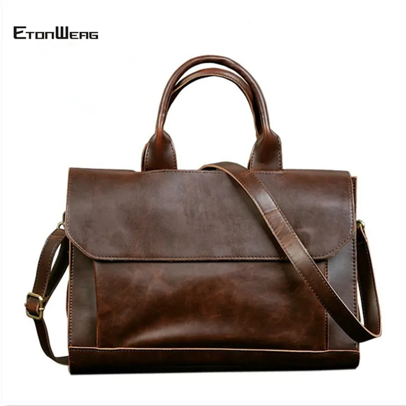 

Business office Briefcase men's Handbag Brand Leather Tote male Solid Computer Laptop bag Vintage man Messenger Bag Leisure 2022