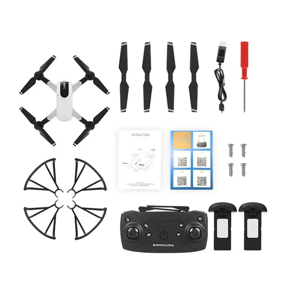 New H1W RC Drone 2.4G 4K HD Cameras Headless Mode Hover Speed Optical Flow Remote Control Adjustable Aircraft kid toy - Цвет: SB white 4K 2B