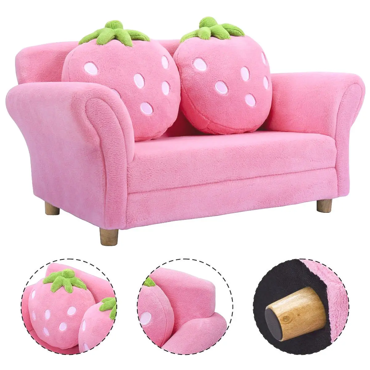 Costway Kids Sofa Strawberry Armrest Chair Lounge Couch W 2 Pillow Children Toddler Pink Children Sofas Aliexpress