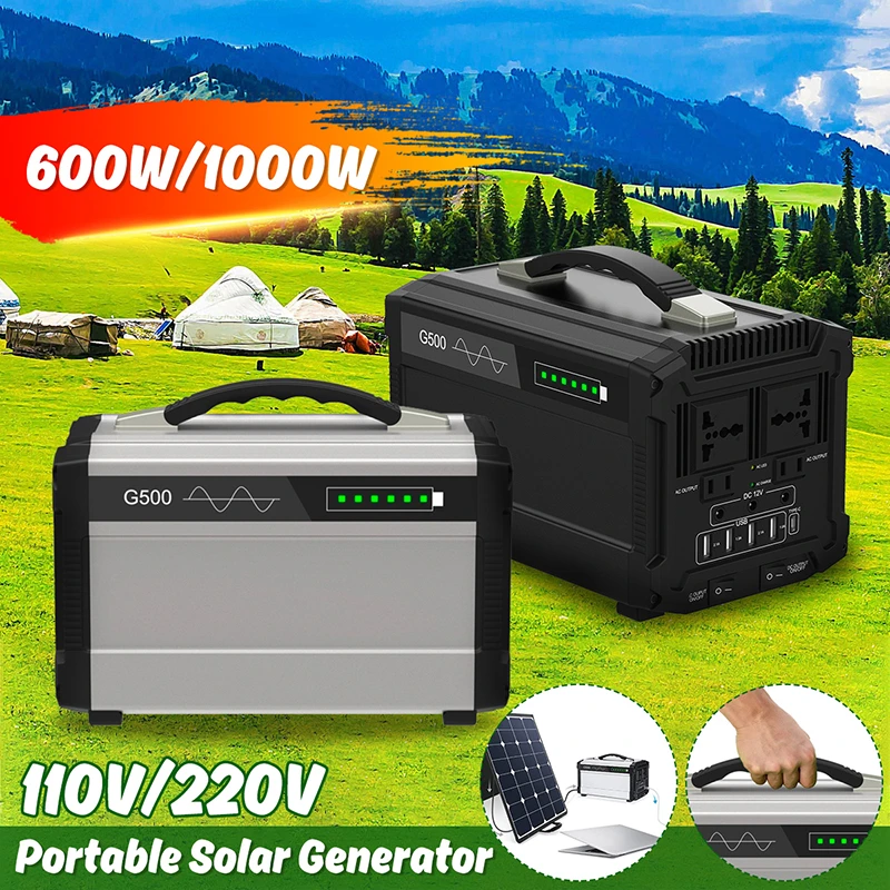 - 6001000W 110220V Solar Power Storage Generator Inverter Outdoor UPS Pure Sine Wave Power Supply Energy Storage 80000120000mAh