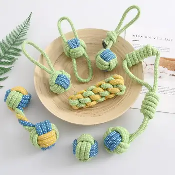

Dog Toy Knot Molar Bite Resistant Pedigree bian zhi qiu Teddy Golden Retriever Medium and Small Dogs Pet Cotton Rope Toy