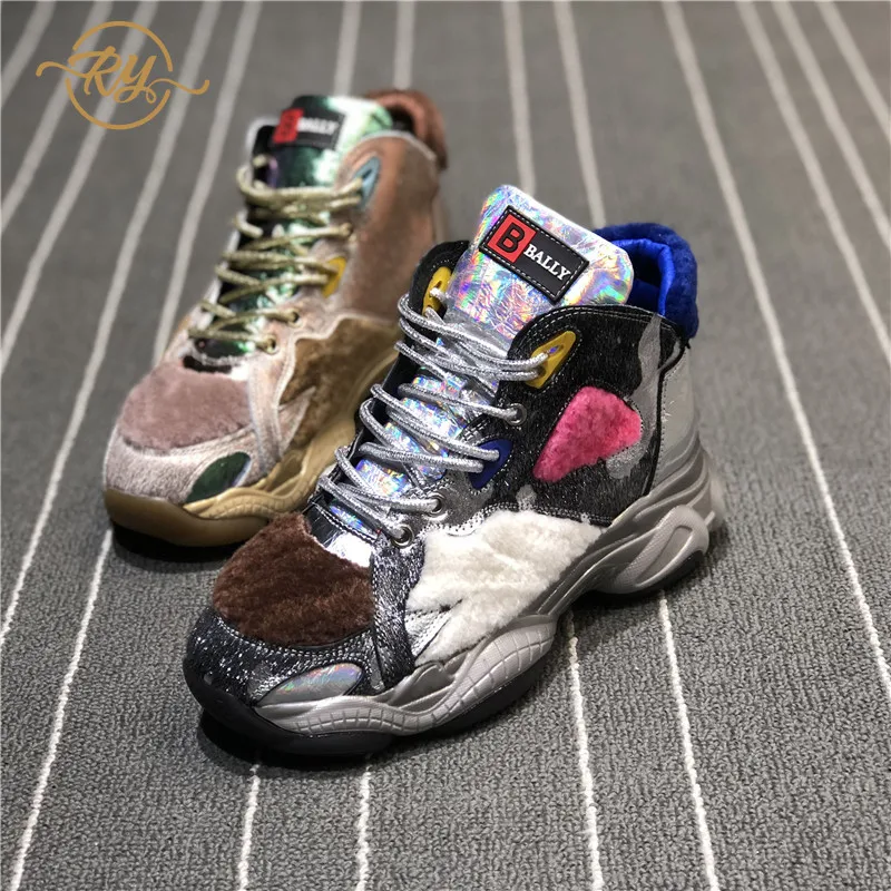 

RY-RELAA womens sneakers shoes 2018 fashion Genuine Leather designer shoes thickened and velvet womens shoes women casual shoes