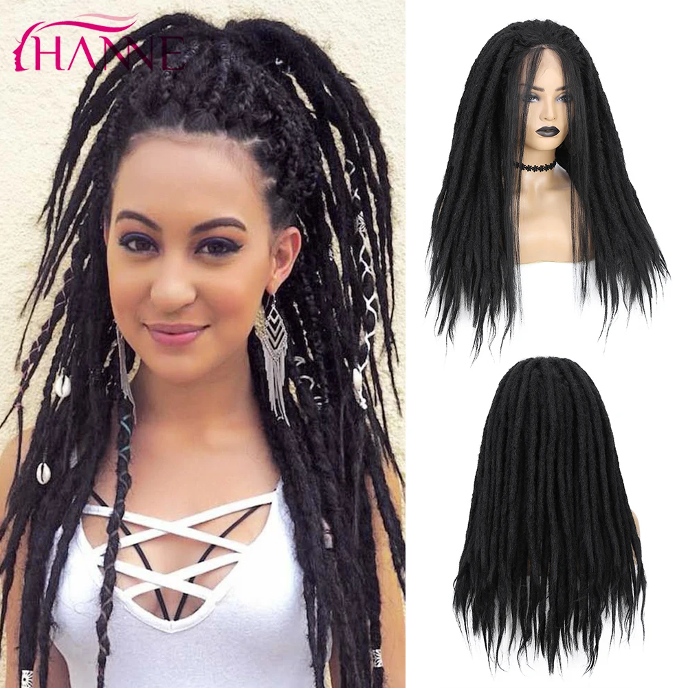 HANNE Blonde/Black Dreadlock Lace Front 613 Braided Wigs Long Straight