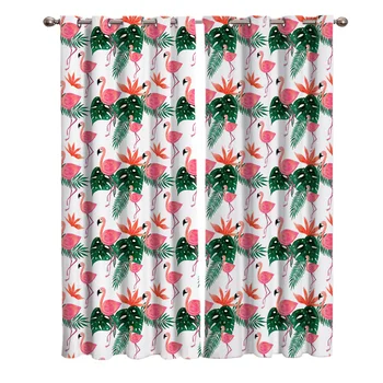 

Tropic Plants And Flamingos Window Curtains Home Decor Kitchen Items Curtain Panel Curtains for Living Room