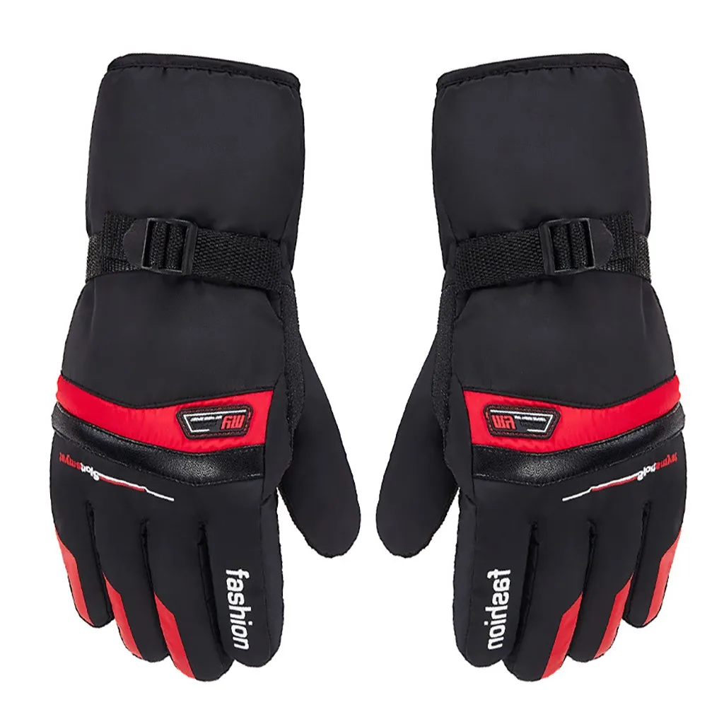 Men Winter Thermal Gloves Antiskid Wear Resistant riding Ski Gloves Outdoor Motorcycle Riding Windproof Thicken Ski Gloves#U - Цвет: Красный