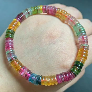 

Brazil Candy Color Rainbow Tourmaline Plate Bead Bracelet Natural Crystal Single Circle More Circle Jewelry Delivery Girlfriend
