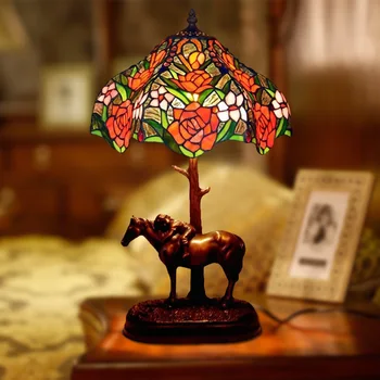 

inches of Europe type palace restoring ancient ways roses desk lamp of bedroom the head of a bed tiffany lamp glass art