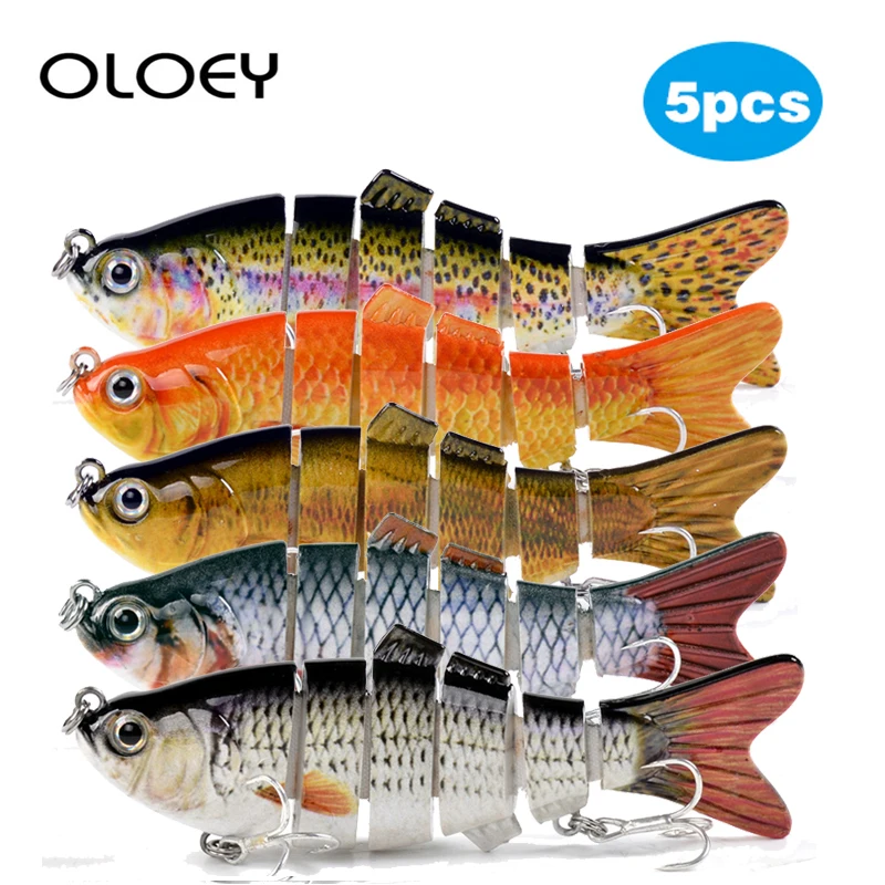 OLOEY Fishing Lures Sinking Wobblers 6 Segments 5Pcs Multi Jointed Swimbait Hard Bait 10cm 17.5g For Bass Fishing Lure Crankbait