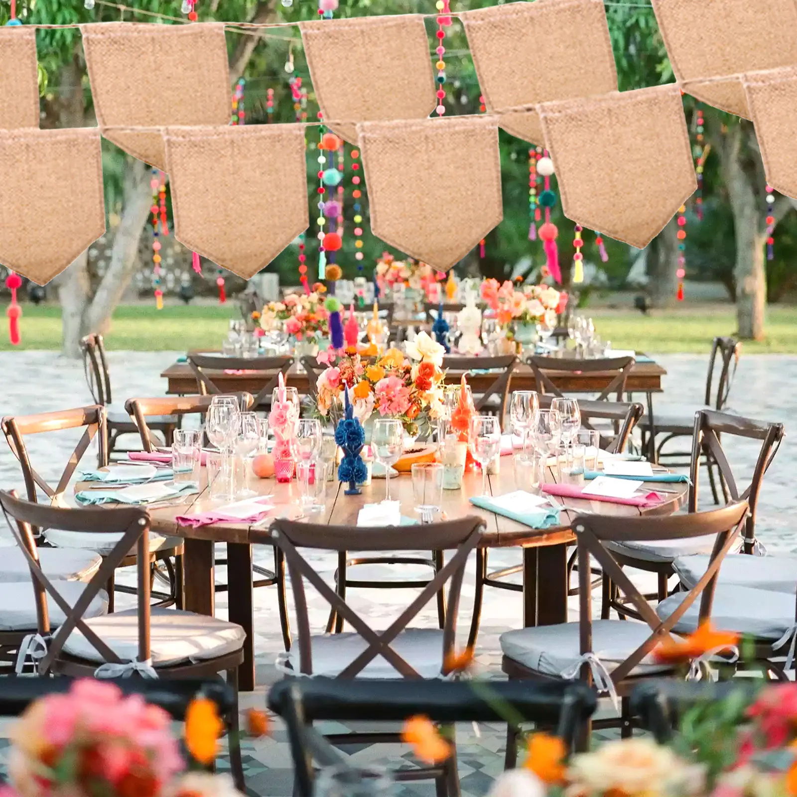 

2m/2.8m Burlap Banner for Wedding Decoration Banner Flags Pennant Birthday Event Party home decor Photography Props Supplies