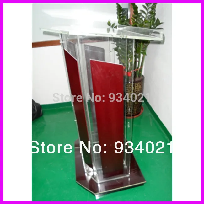Clear Plexiglass Podium, Acrylic Wood Lectern, Church Podium