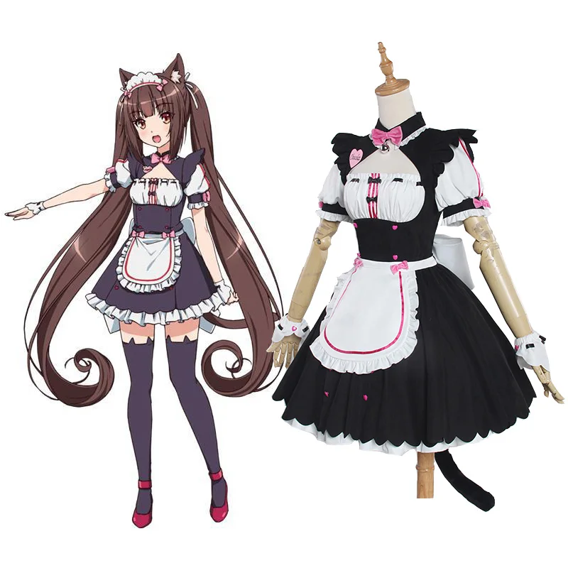Anime NEKOPARA Cosplay Maid Dress Chocola Vanilla Cat Neko Chocolate Halloween Party Dresses Race Suit |