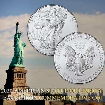 

2020 American Statue of Liberty Eagle Coin Silver plated Commemorative Coin 40mm x 3mm Collection Bew Gift Home Decoration