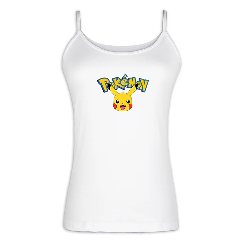 Pokemon Ash Ketchum шляпа логотип с рисунками в виде покемонов покебол PIKACHU сексуальные дамские, женские жилет из джерсовой ткани детский комбинезон из хлопка, топы на лямках - Цвет: iaSingletS582W