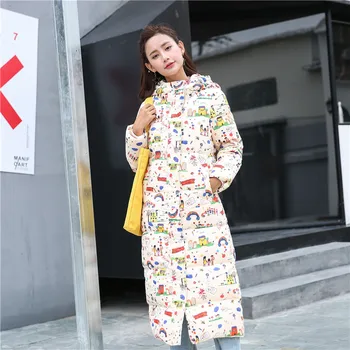 

White Fashion 2020 Womens Duck Down Jacket Warm Hooded Winter Coat Women Long Parkas Cute Women's Jackets Inverno WXF402