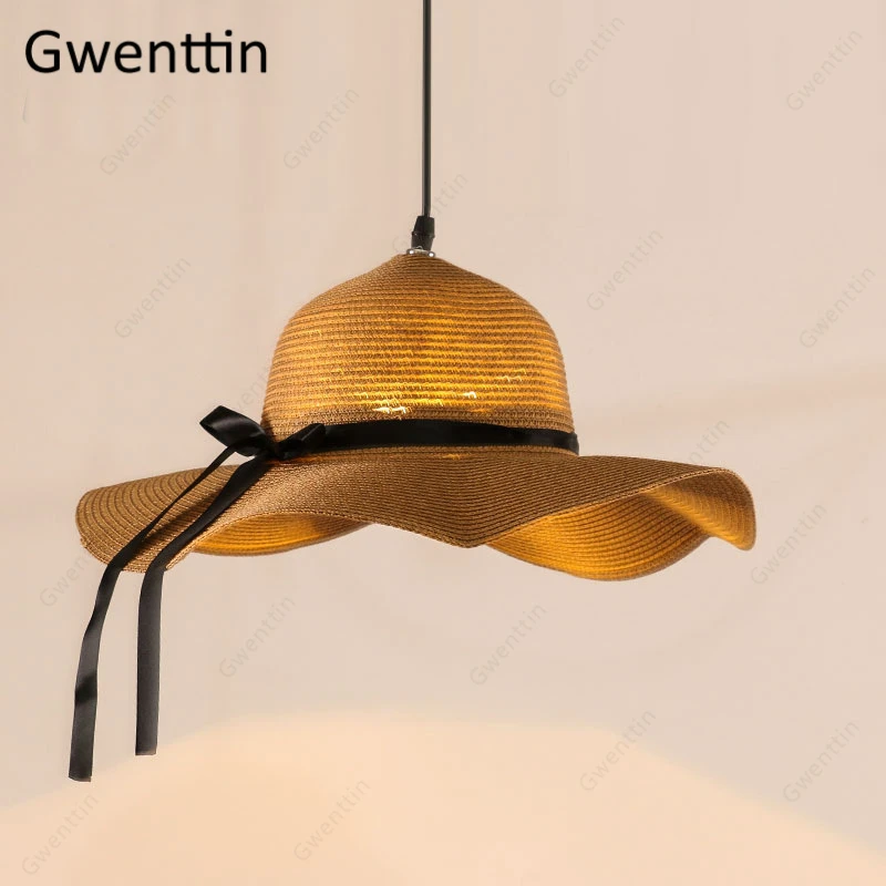 Creative Pendant Light Straw Hat Hanging Lamp for Dining Room Bar Cafe Decor Modern Led Lighting Fixtures Industrial Luminaire | Лампы и