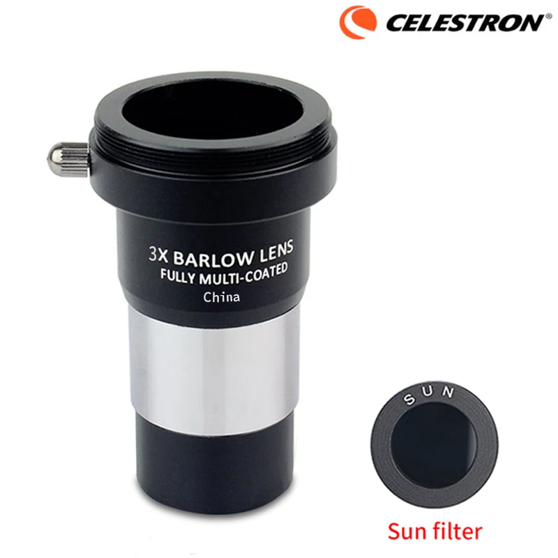 Окуляр Барлоу Celestron 1 25 дюйма HD 3x с фильтром от солнца | Инструменты
