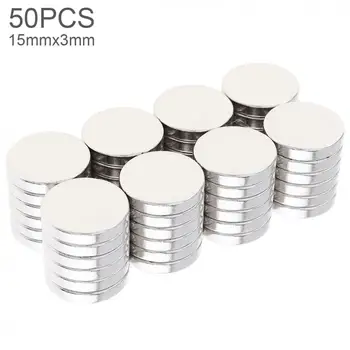 

50pcs 15 x 3mm Mini Strong Magnetite Earth Neodymium Magnets with Round Disc Type Permanent Magnet for Home / Office /Laboratory