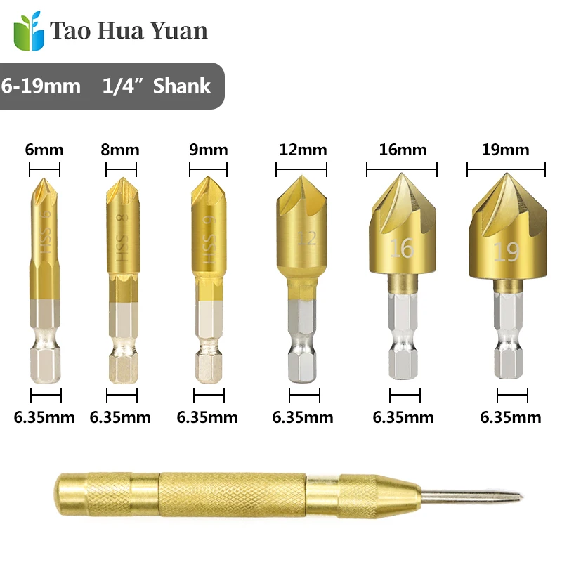XCAN_Hex_Shank_Countersink_Drill_Bit_6_19mm_Set_Titanium_Coated_5_Flute_Hole_Drill_90 (7)