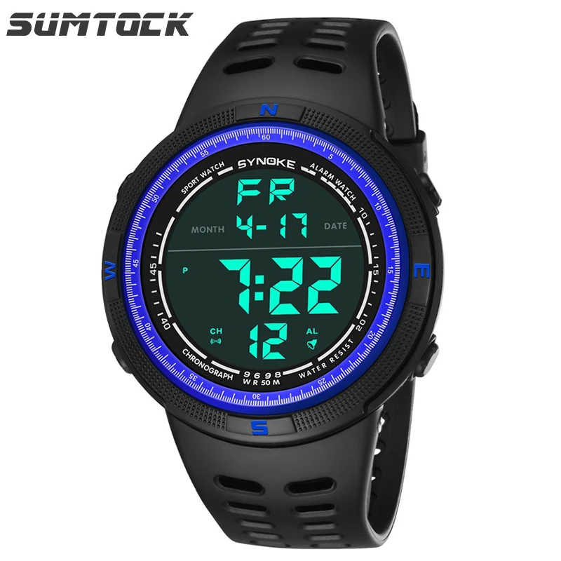

Sumtock Wristwatche for Men Watches Sports Waterproof Digital Luminous Watch Fashion Casual Electronics Multi Function Led Watch