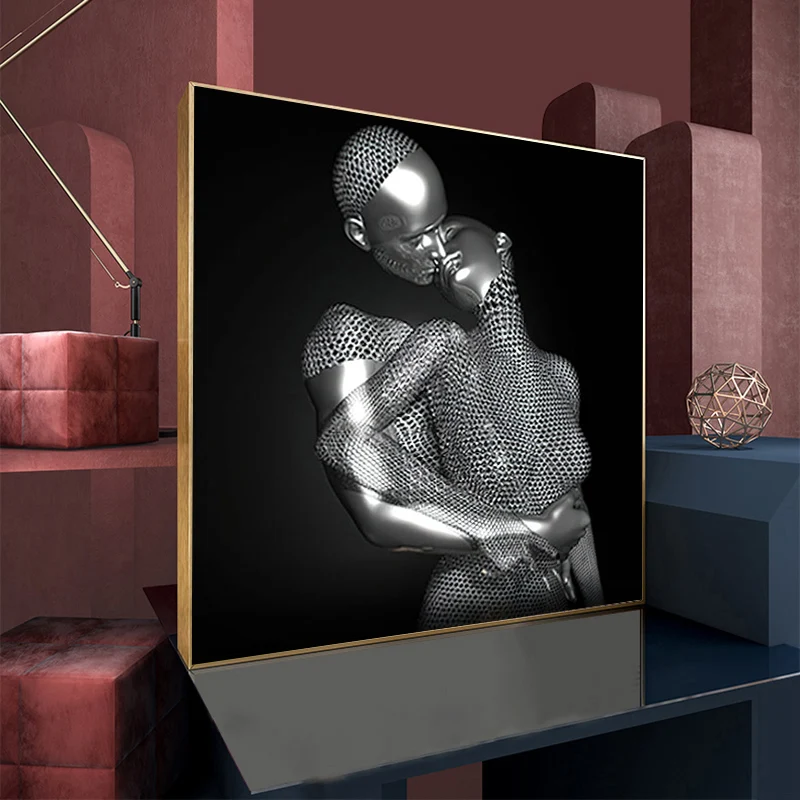 Скандинавская абстрактная скульптура для пар Брезентовая фотография влюбленных