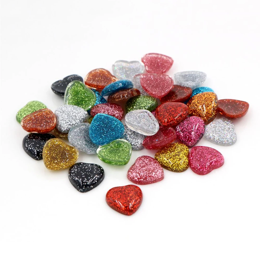 New Fashion 40pcs 12mm Heart Style Mix Colors Flat back Resin Cabochons Cameo For Bracelet Earrings accessories | Украшения и